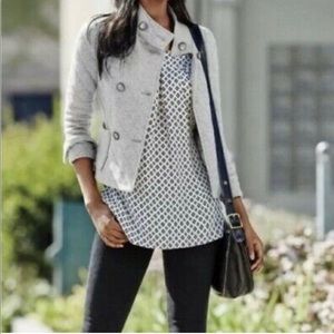 CAbi quilted double breasted knit jacket Heathered gray, smoke/pet free home.